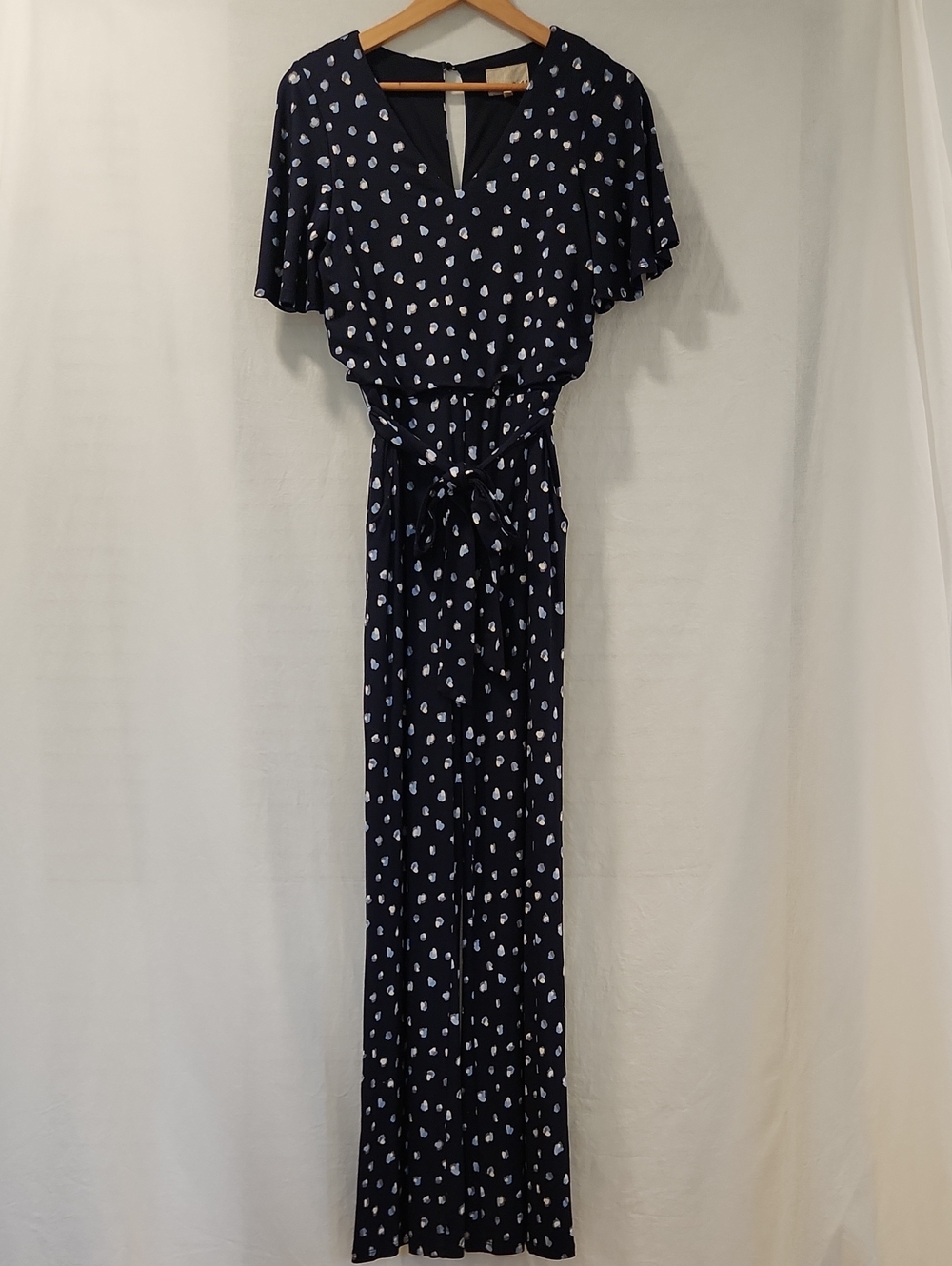 Phase Eight UK Laila Spot Print Navy Wide Leg Jumpsuit Size 10 - Picture 8 of 15